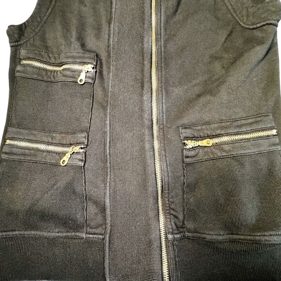 Citizens of Humanity Utility Vest Womens Large Black  Asymmetrical Zip Pockets - Picture 4 of 13